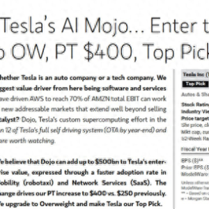 特斯拉又一吸金杀器浮现？大摩估计将贡献5000亿美元市值