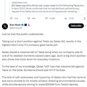 马斯克回应盖茨称其“超级刻薄”：他在特斯拉最困难时押注我们破产！ ...