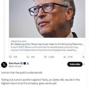 马斯克回应盖茨称其“超级刻薄”：他在特斯拉最困难时押注我们破产