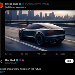 马斯克重申：特斯拉将取消“实体后视镜”
