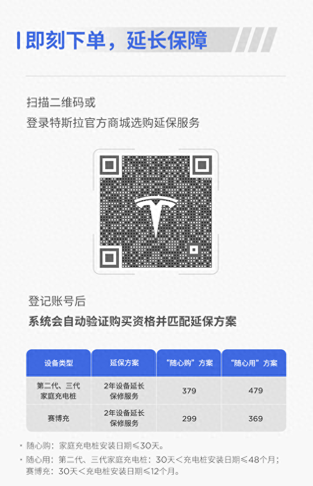 特斯拉家庭充电桩延长保修服务上线，299-479元