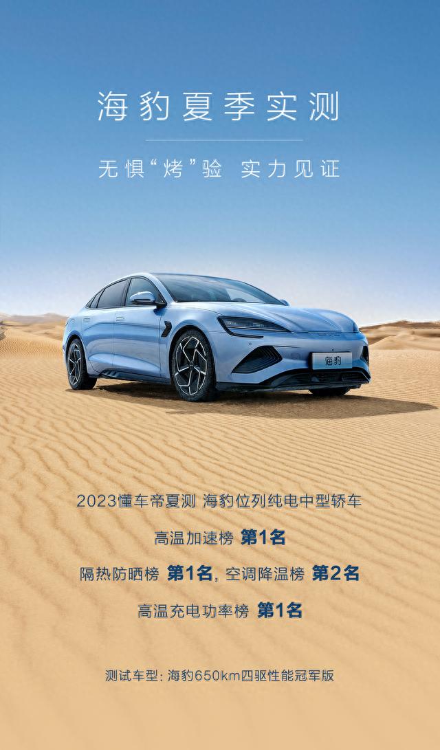 加速快强隔热超快充，2023懂车帝夏测比亚迪海豹多项成绩优秀